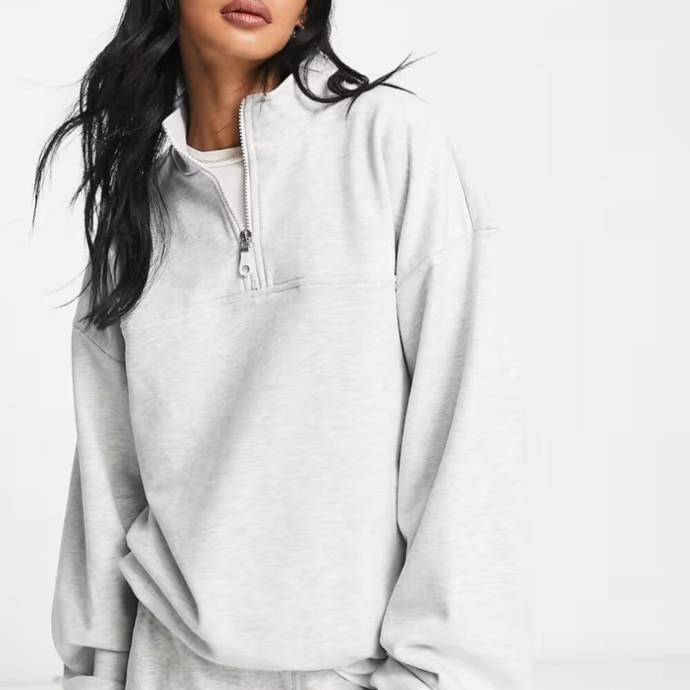 ASOS DESIGN half zip sweatshirt in gray heather